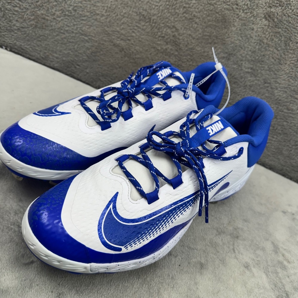 Nike Alpha Huarache‎ Elite 4 Low Mens 15 White Blue New Metal Baseball Cleats